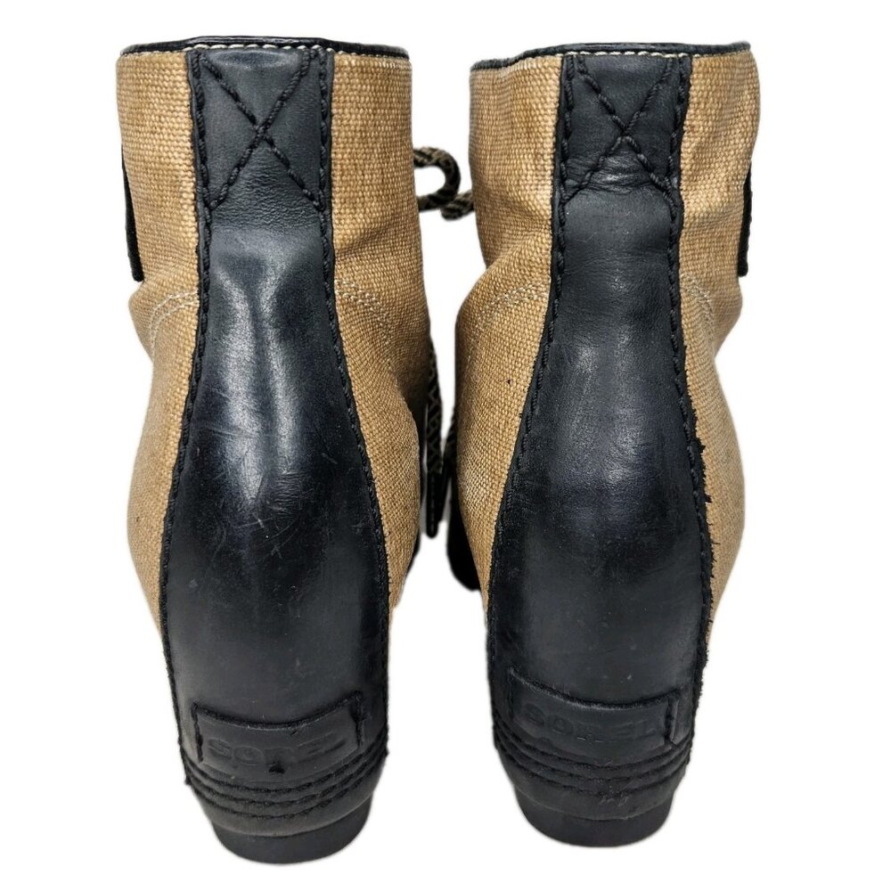 Sorel PDX Hidden Heel Wedge Casual Boot, Women's Sz 7.5, Black & Tan - Picture 4 of 9